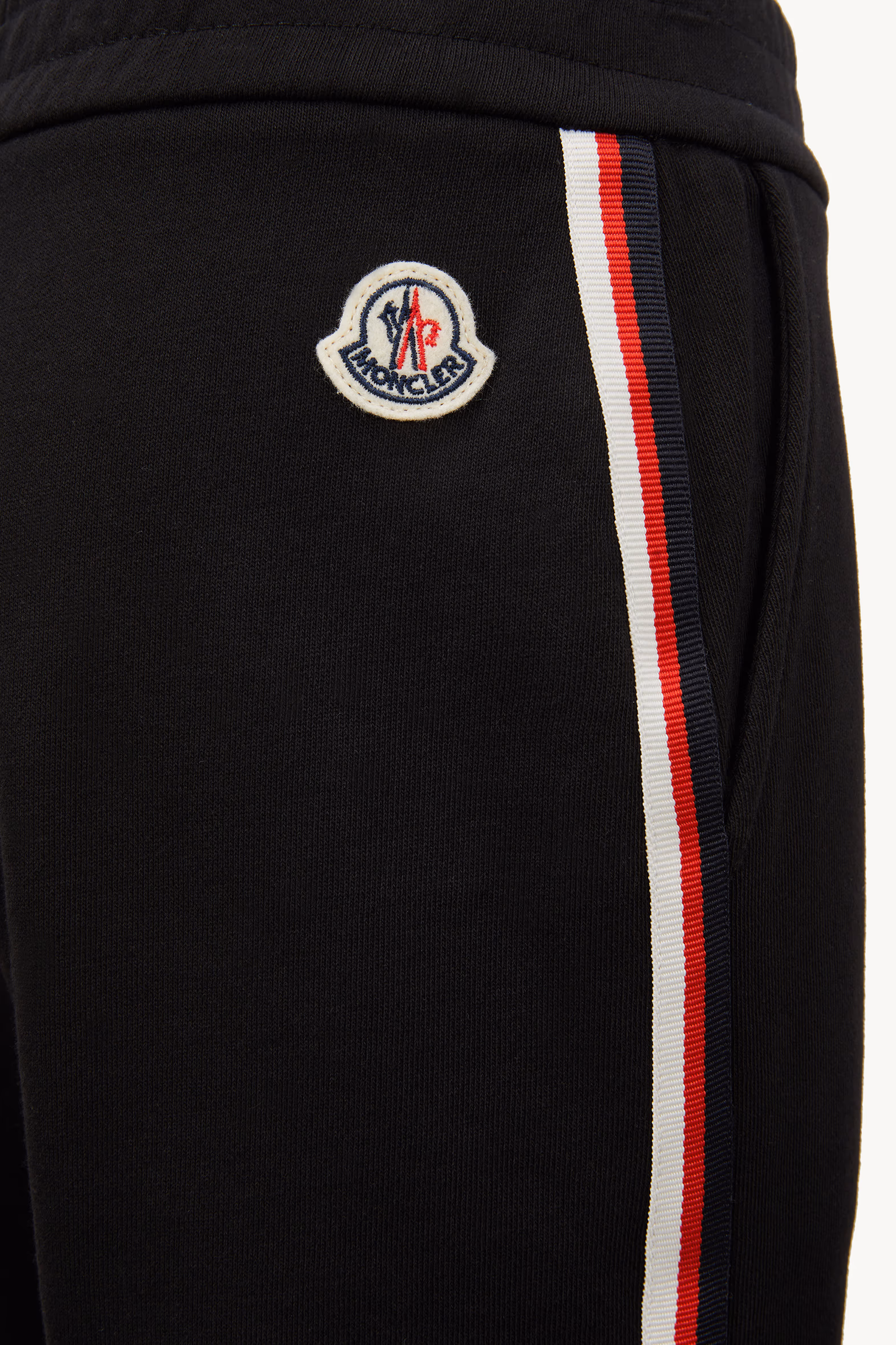 Pantalones deportivos de algodón con ribetes tricolor Niño Negro Moncler 4